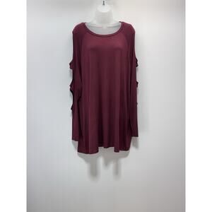 A&I Round Neck 3/4 Peep Hole Sleeve Top Maroon Women’s Size 3X NWT